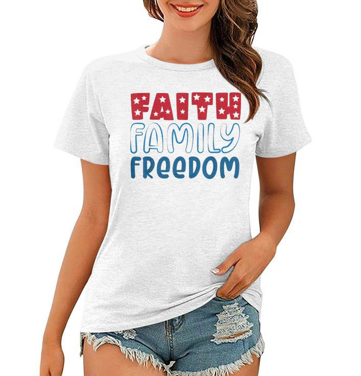 Happy 4Th Of July Fireworks Patriotic Faith Family Freedom  Women T-shirt
