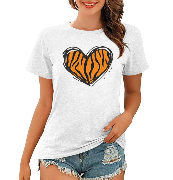 Heart Tiger Pattern Clothing - Tiger Print Women T-shirt