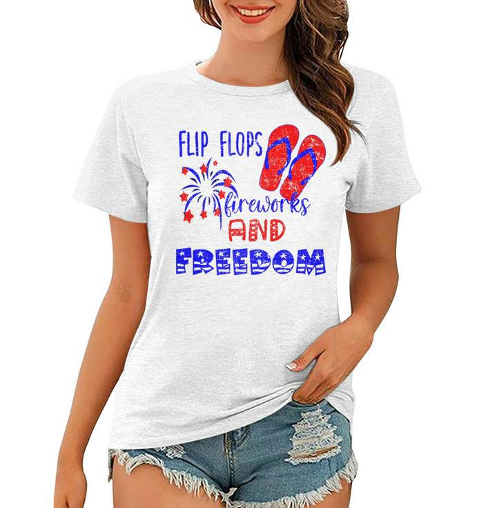 July 4Th Flip Flops Fireworks & Freedom 4Th Of July Party   Women T-shirt