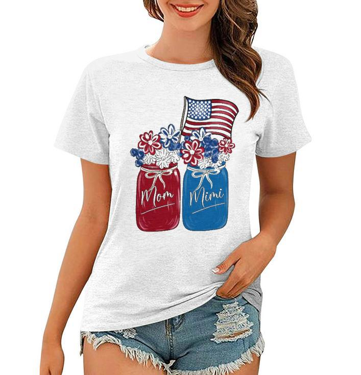 July 4Th Mom Mimi Patriotic Flower Art Funny Women T-shirt