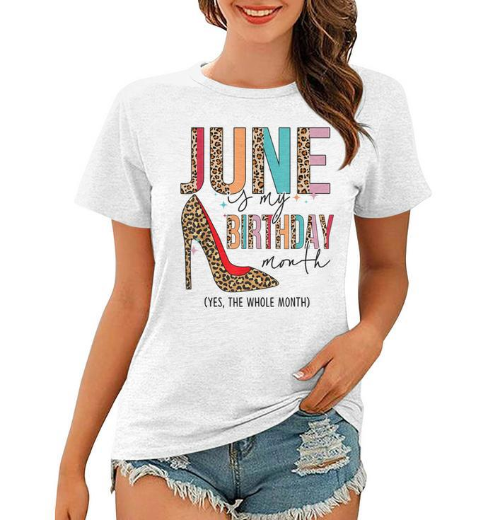 June Is My Birthday Month Boho Leopard High Heels Shoes  Women T-shirt