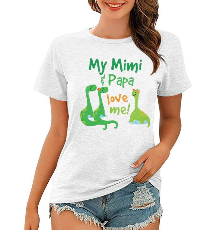 Kids My Mimi And Papa Love Me Dinosaur Grandson Women T-shirt