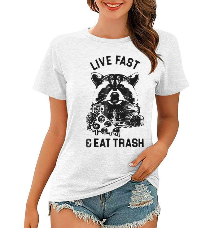 Live Fast Eat Trash Funny Raccoon Hiking Women T-shirt