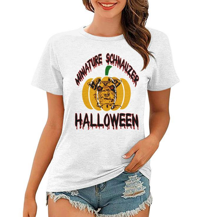 Miniature Schnauzer Halloween On All Hallows Night Women T-shirt