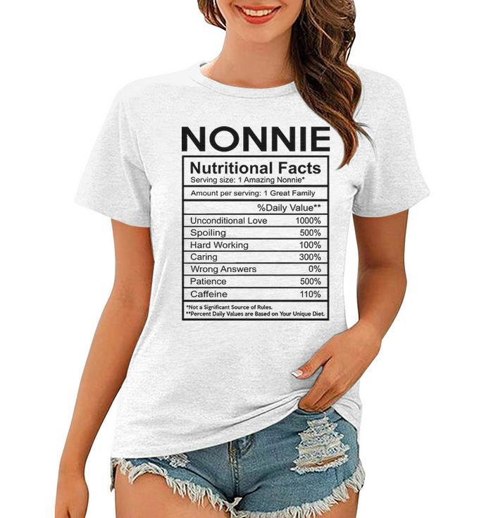 Nonnie Grandma Gift   Nonnie Nutritional Facts Women T-shirt