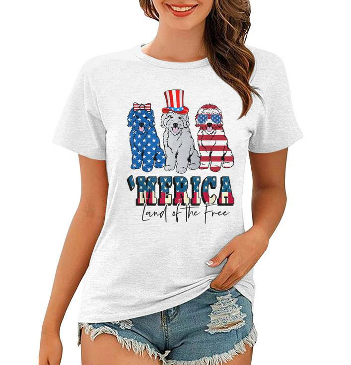 Patriotic Goldendoodle Dog 4Th Of July America Usa Flag  Women T-shirt