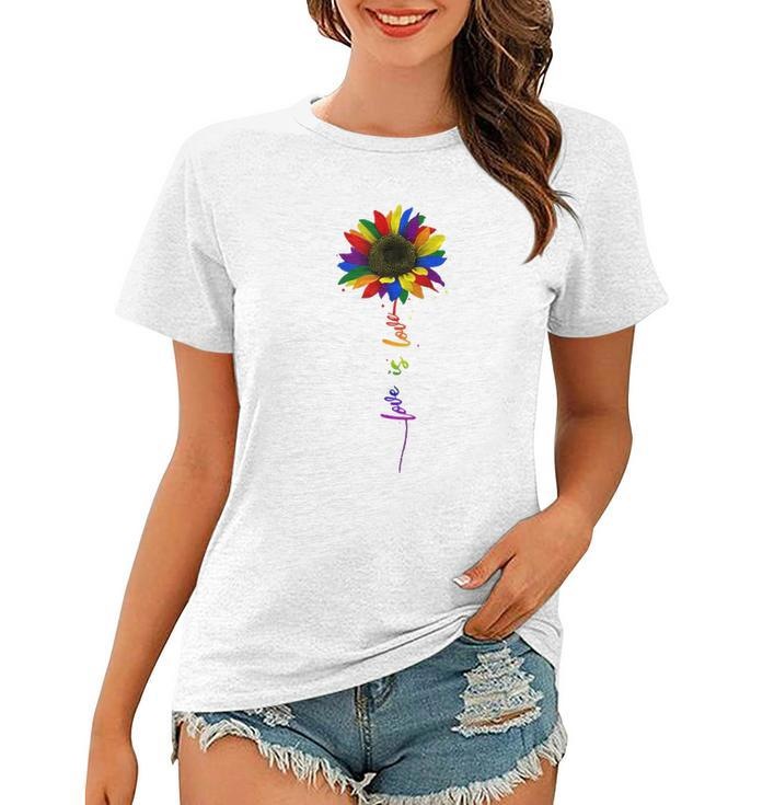 Rainbow Sunflower Love Is Love Lgbt Gay Lesbian Pride  Women T-shirt