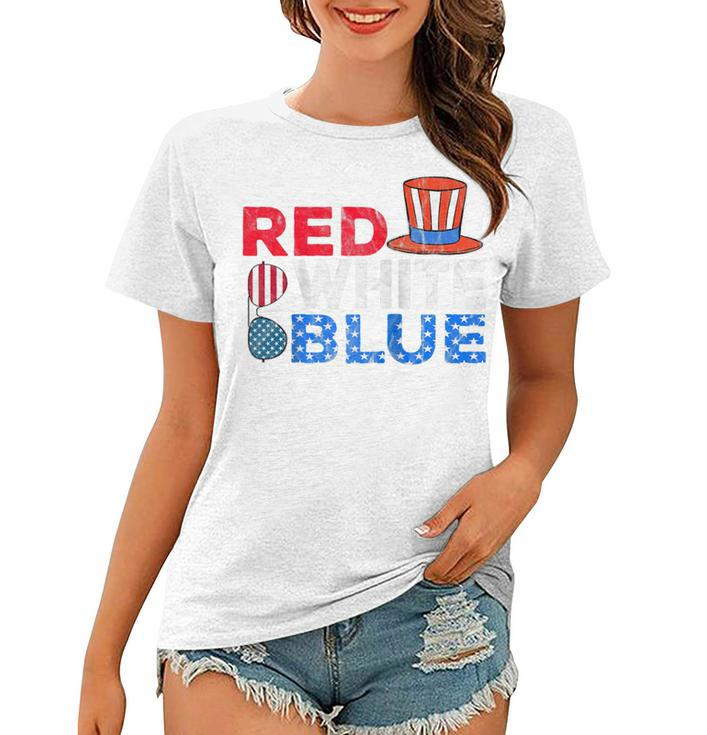 Red White Blue American Flag 4Th Of July Funny Gift Mom Dad  Women T-shirt