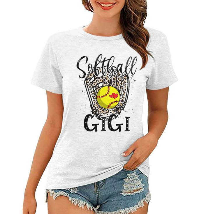 Softball Gigi Leopard Game Day Softball Lover Grandma Women T-shirt