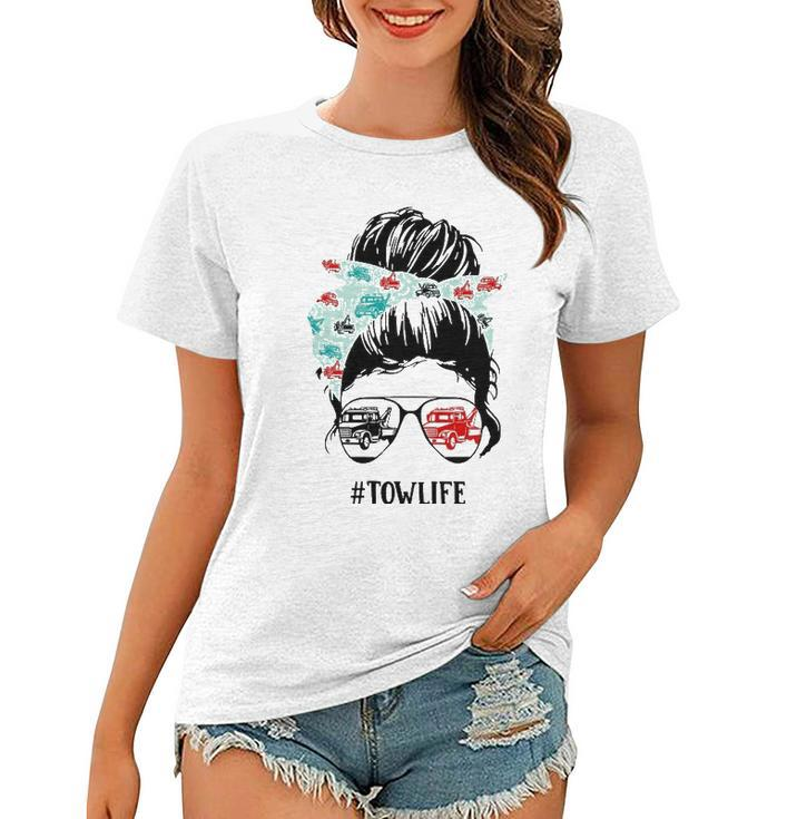 Tow Wife Life Messy Bun Messy Bun Hair Bandana Sunglasses Women T-shirt