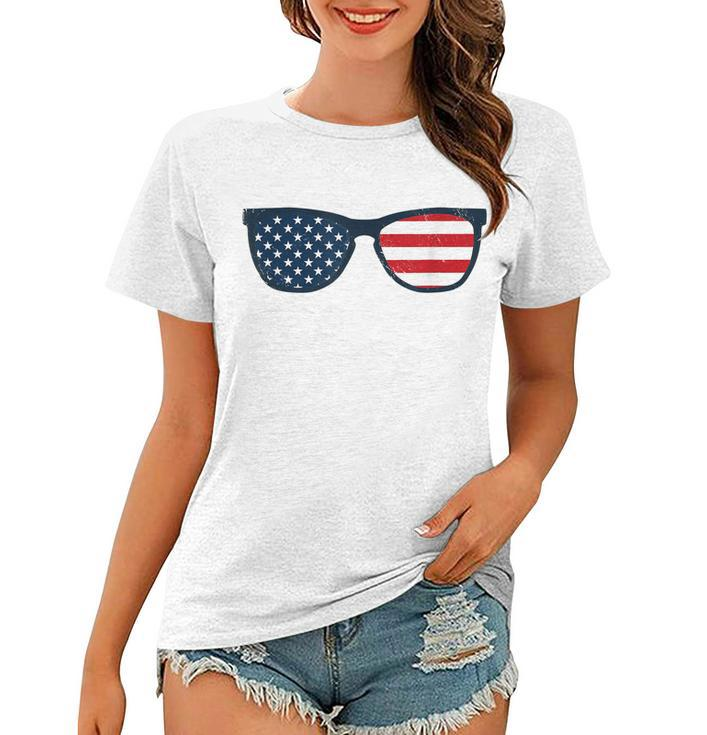 Usa Sunglasses Independence Day Men Women Gift Kids Vintage  Women T-shirt
