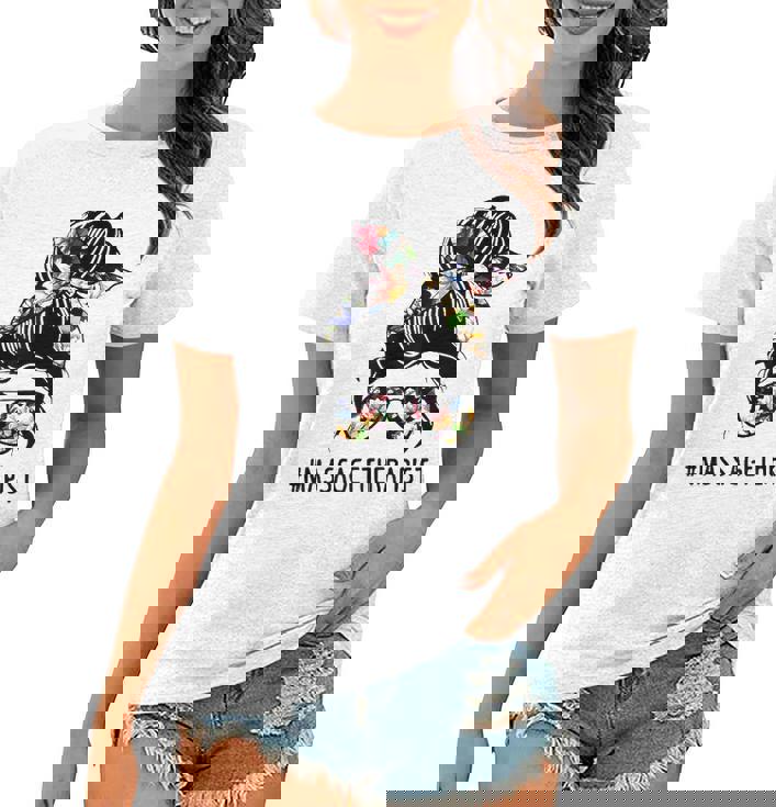 Women Lotus Massage Therapist Messy Bun Gift Women T-shirt