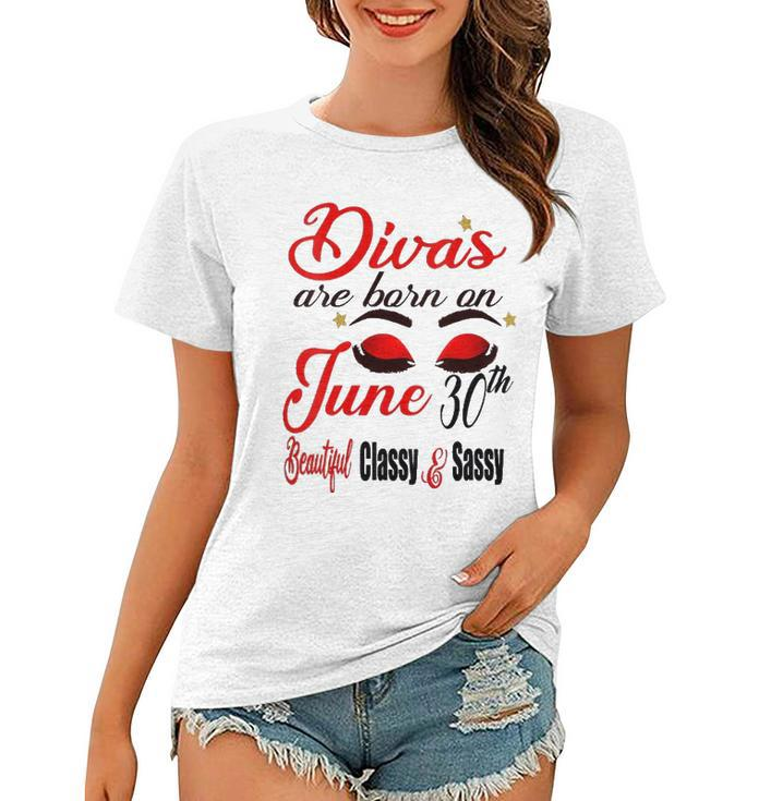 Womens Divas Are Born On June 30Th Cancer Girl Astrology June Queen V Neck Women T-shirt