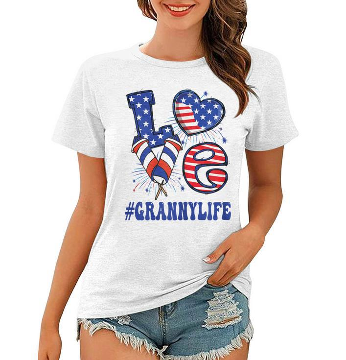 Womens Granny Love Usa Flag Grandma 4Th Of July Family Matching  Women T-shirt