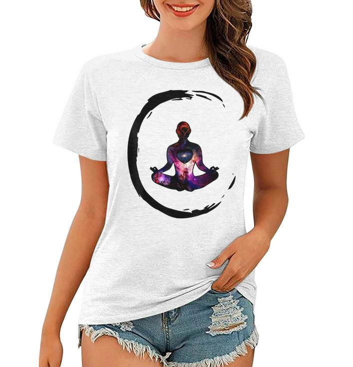 Zen Buddhism Inspired Enso Cosmic Yoga Meditation Art  Women T-shirt