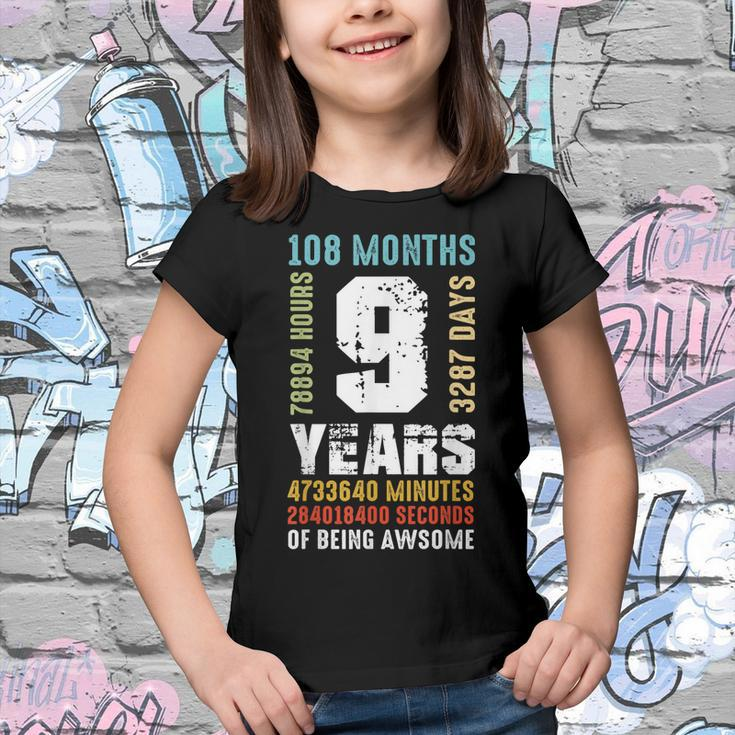 9 Years Being Awesome 9Th Birthday Gift Boy Girl Youth T-shirt
