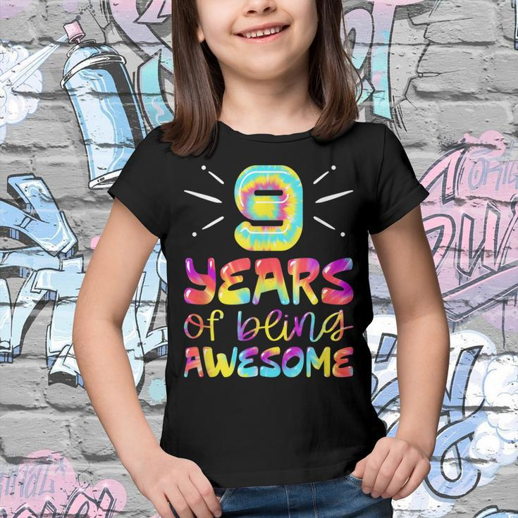 9 Years Of Being Awesome Tie Dye 9 Years Old 9Th Birthday Youth T-shirt