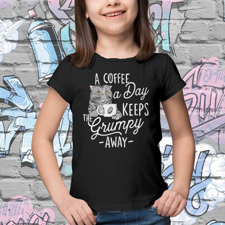 A Coffee A Day Keeps The Grumpy Away - Coffee Lover Caffeine Youth T-shirt