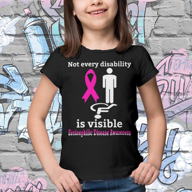 Every Disability Is Visible Eosinophilic Disease Awareness Pink Ribbon Eosinophilic Disease Eosinophilic Disease Awareness Youth T-shirt