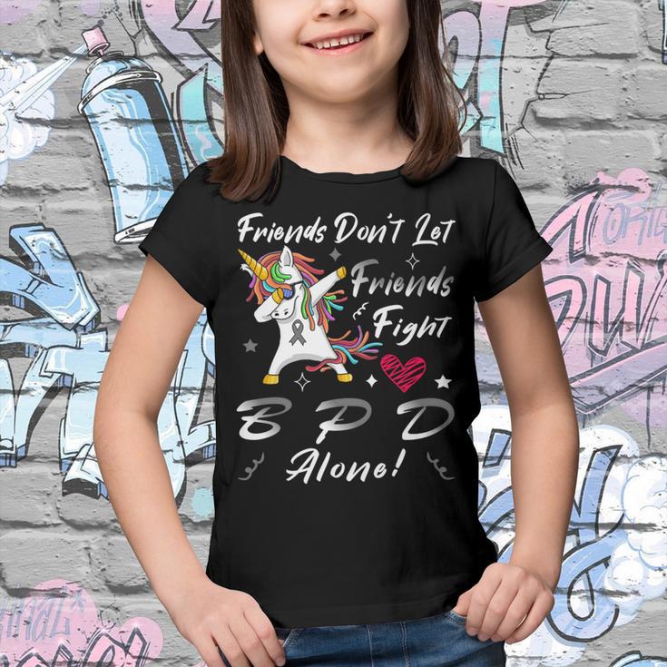 Friends Dont Let Friends Fight Borderline Personality Disorder Bpd Alone Unicorn Grey Ribbon Borderline Personality Disorder Bpd Awareness Youth T-shirt