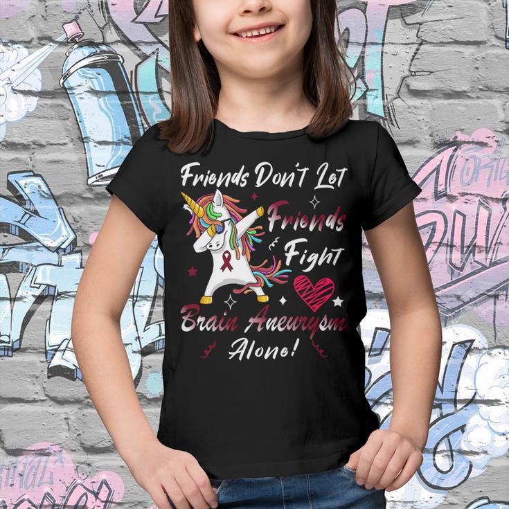 Friends Dont Let Friends Fight Brain Aneurysm Alone Unicorn Burgundy Ribbon Brain Aneurysm Bpd Brain Aneurysm V2 Youth T-shirt