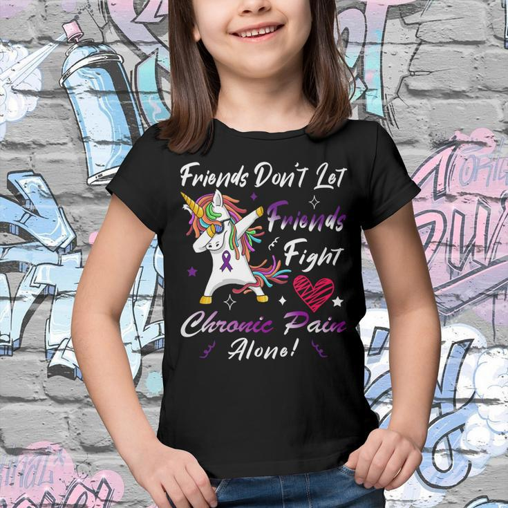 Friends Dont Let Friends Fight Chronic Pain Alone Unicorn Purple Ribbon Chronic Pain Support Chronic Pain Awareness Youth T-shirt