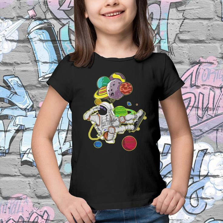 Funny Astronaut Space Travel Planets Skateboarding Science Youth T-shirt