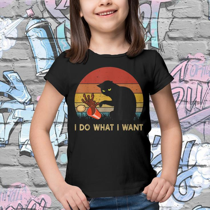 I Do What I Want Funny Black Cat Gifts For Women Men Vintage Youth T-shirt
