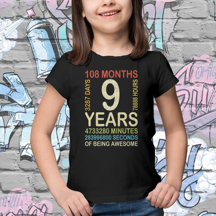 Kids 9Th Birthday 9 Years Old Vintage Retro 108 Months Boygirl Ki Youth T-shirt