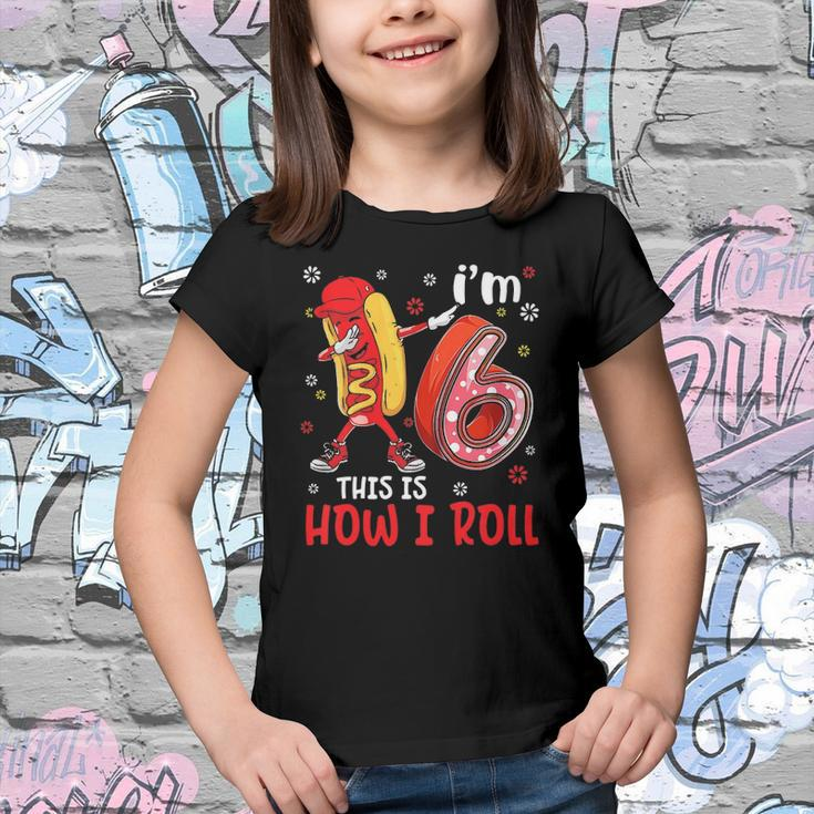 Kids Kid 6 Years Old Dabbing Hot Dog Birthday Boy Hotdog 6Th B Day Youth T-shirt