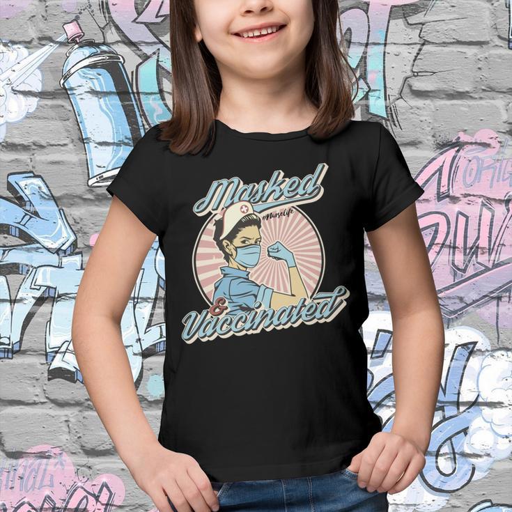 Masked And Vaccinated - Educated Vaccinated Caffeinated Dedicated Vintage Nurse Life Youth T-shirt