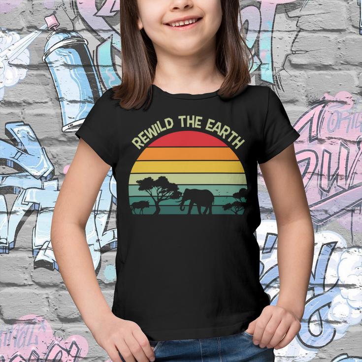 Rewild The Earth Animal Forest Earth Day Youth T-shirt