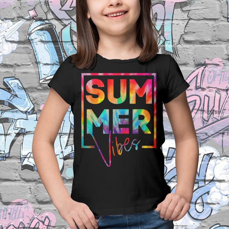 Summer Vibes Tie Dye Hello Summer Vacation Youth T-shirt