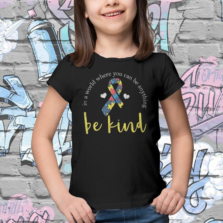 Womens Autism Kindness Ribbon Heart Support Autistic Kids Awareness V-Neck Youth T-shirt