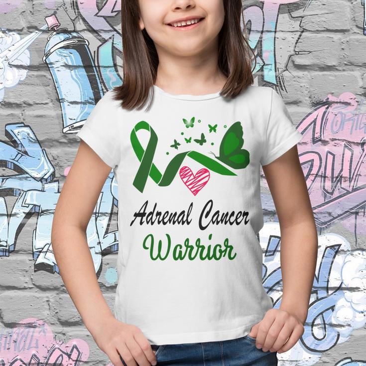 Adrenal Cancer Warrior Butterfly Green Ribbon Adrenal Cancer Adrenal Cancer Awareness Youth T-shirt