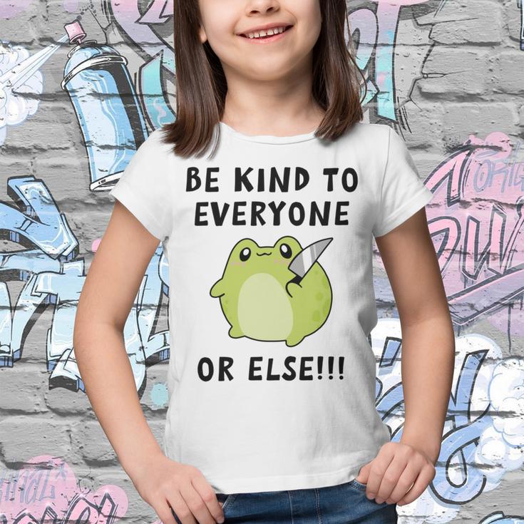 Be Kind To Everyone Or Else Funny Cute Frog With Knife Youth T-shirt