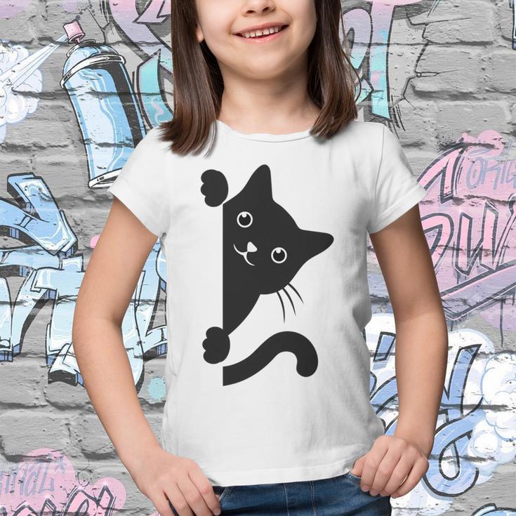 Black Cat Peeking Youth T-shirt