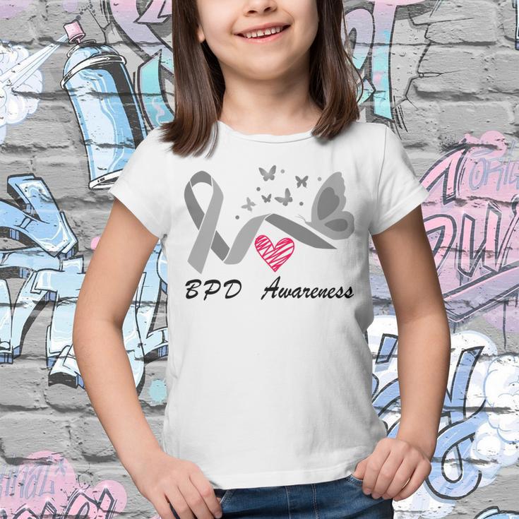 Borderline Personality Disorder Bpd Awareness Butterfly Grey Ribbon Borderline Personality Disorder Bpd Awareness Youth T-shirt