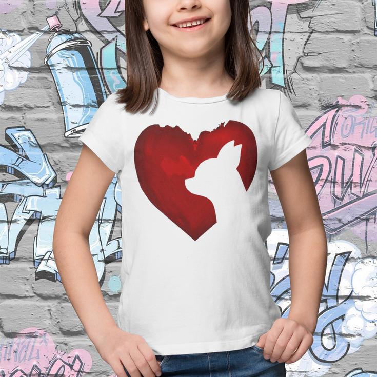 Chihuahua Shape With Red Heart Painting For Valentine Day Youth T-shirt