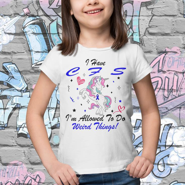 I Have Chronic Fatigue Syndrome Cfs Im Allowed To Do Weird Things Unicorn Blue Ribbon Chronic Fatigue Syndrome Support Cfs Awareness Youth T-shirt