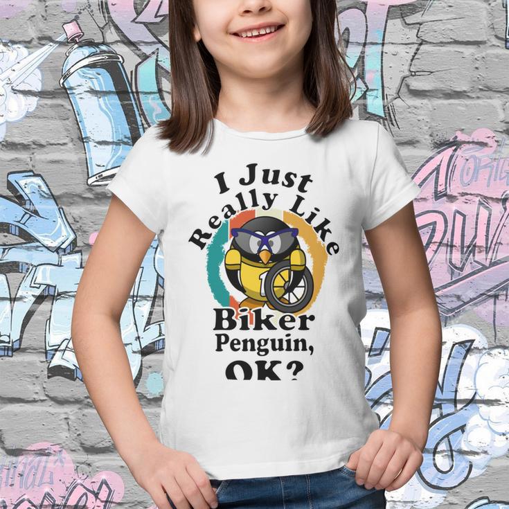 I Really Like Biker Penguin Ok Youth T-shirt