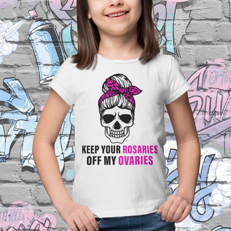 Keep Your Rosaries Off My Ovaries Feminist Skull Youth T-shirt