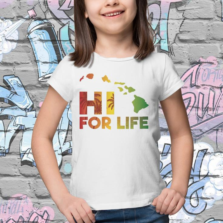 Rasta Colored Hi For Life Hawaii Palm Tree Tee Youth T-shirt