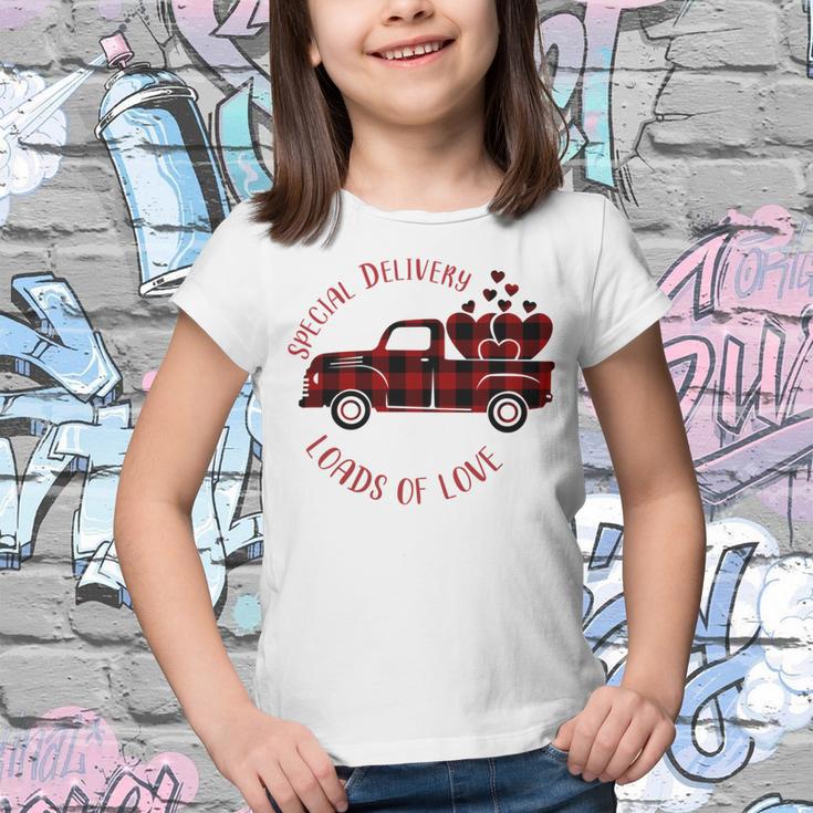 Special Delivery Valentines Car Red Plaid Youth T-shirt