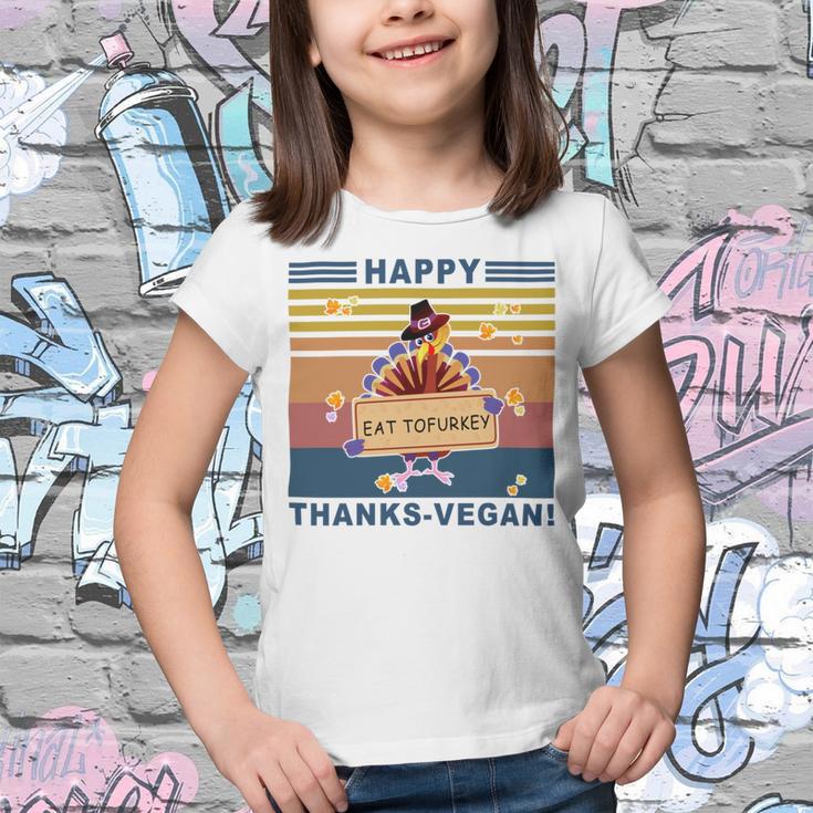 Turkey Happy Thanks Vegan Turkey Vintage Retro Youth T-shirt