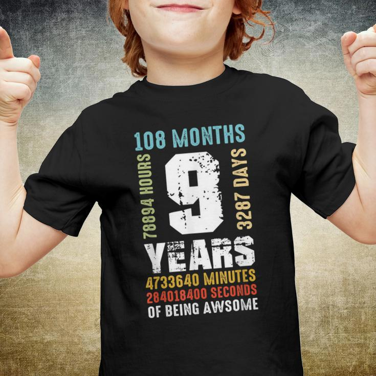 9 Years Being Awesome 9Th Birthday Gift Boy Girl Youth T-shirt