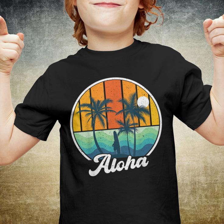 Aloha Hawaii Hawaiian For Boys Girls Palm Tree Surf Youth T-shirt