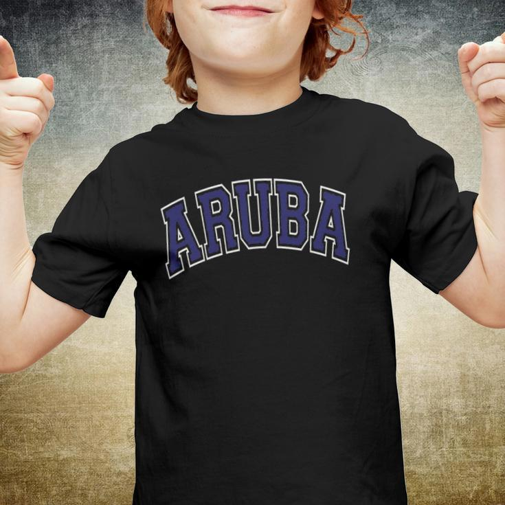 Aruba Varsity Style Navy Blue Text Youth T-shirt