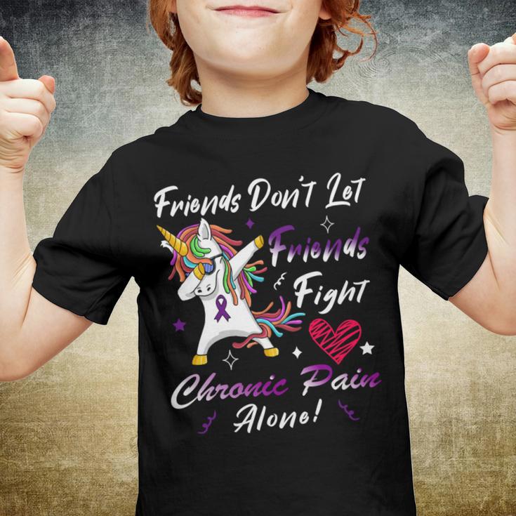 Friends Dont Let Friends Fight Chronic Pain Alone Unicorn Purple Ribbon Chronic Pain Support Chronic Pain Awareness Youth T-shirt