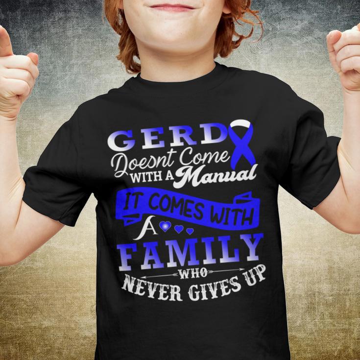 Gerd Doesnt Come With A Manual It Comes With A Family Who Never Gives Up Periwinkle Blue Ribbon Gastroesophageal Reflux Disease Gerd Awareness Youth T-shirt